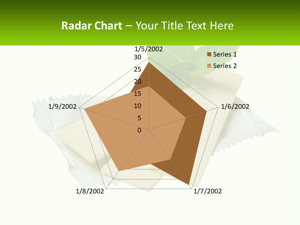 A Piece Of Cheese With A Green Leaf On Top Of It PowerPoint Template