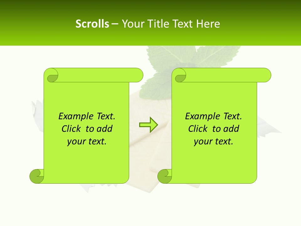 A Piece Of Cheese With A Green Leaf On Top Of It PowerPoint Template