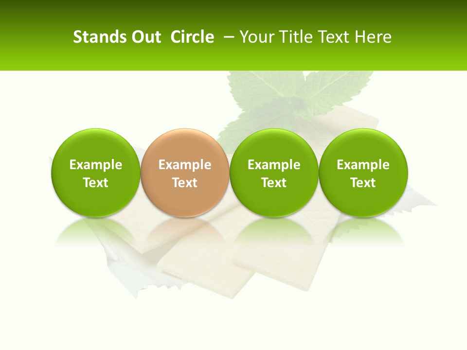 A Piece Of Cheese With A Green Leaf On Top Of It PowerPoint Template