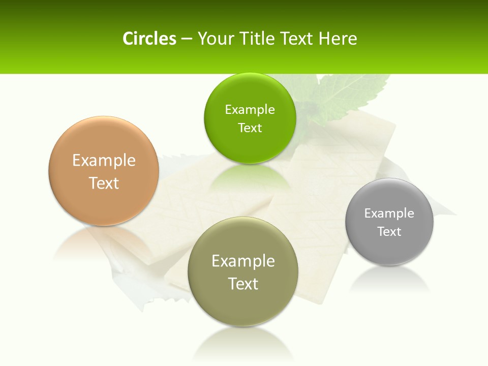 A Piece Of Cheese With A Green Leaf On Top Of It PowerPoint Template