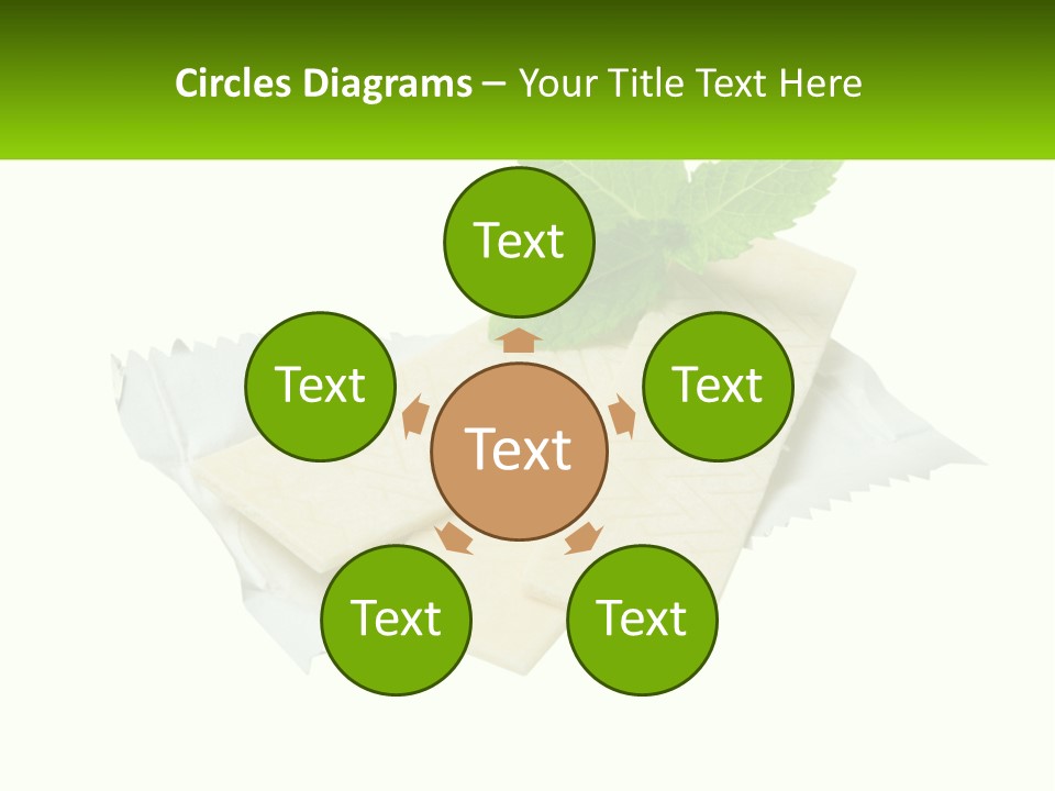 A Piece Of Cheese With A Green Leaf On Top Of It PowerPoint Template