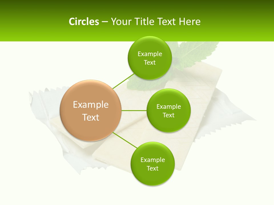 A Piece Of Cheese With A Green Leaf On Top Of It PowerPoint Template