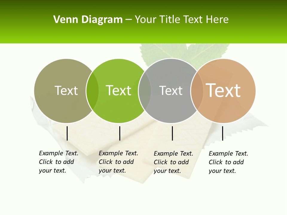 A Piece Of Cheese With A Green Leaf On Top Of It PowerPoint Template