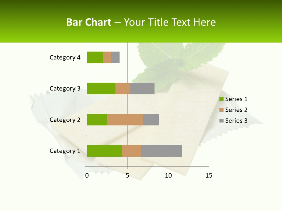 A Piece Of Cheese With A Green Leaf On Top Of It PowerPoint Template