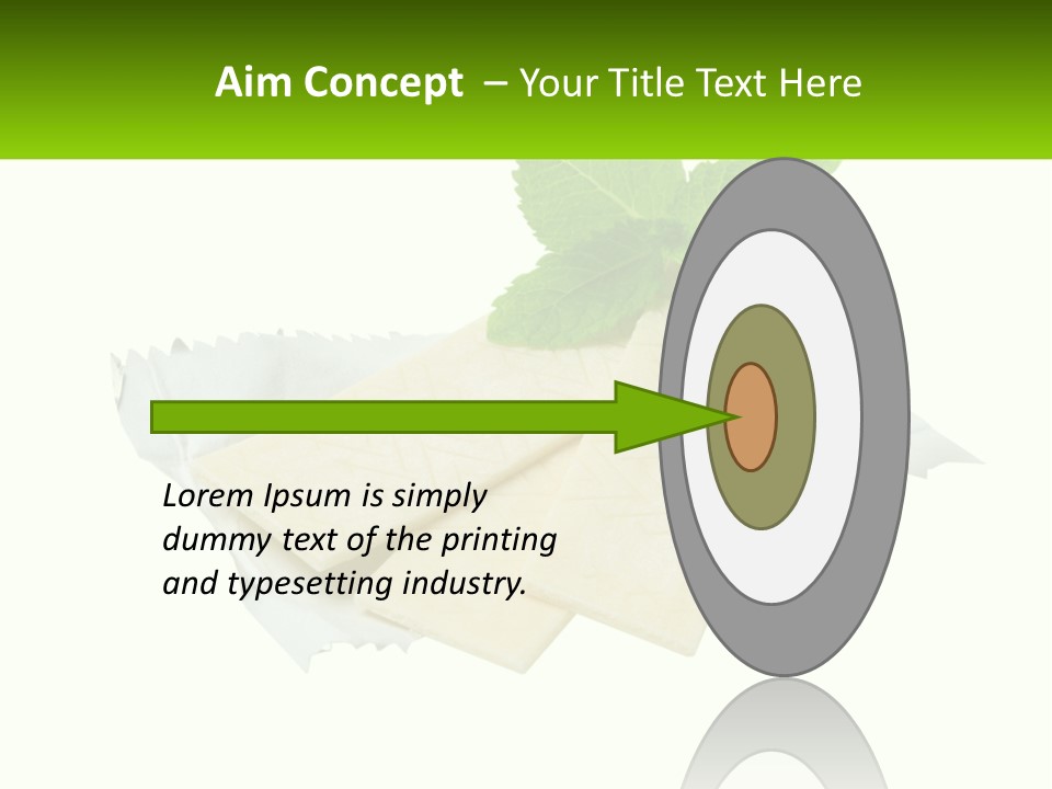 A Piece Of Cheese With A Green Leaf On Top Of It PowerPoint Template