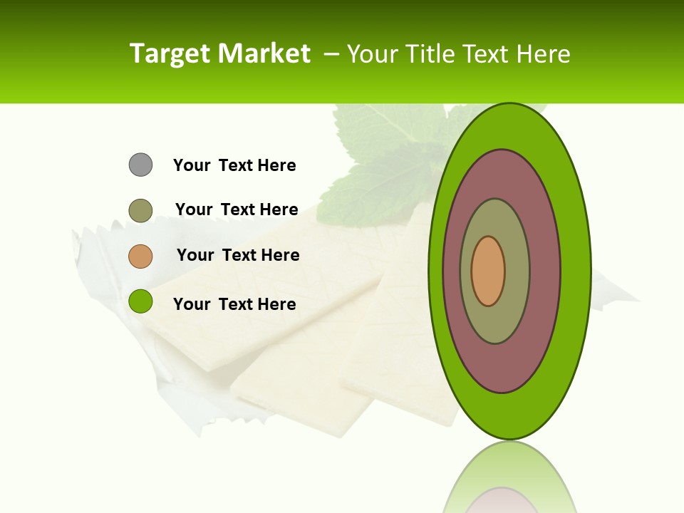 A Piece Of Cheese With A Green Leaf On Top Of It PowerPoint Template