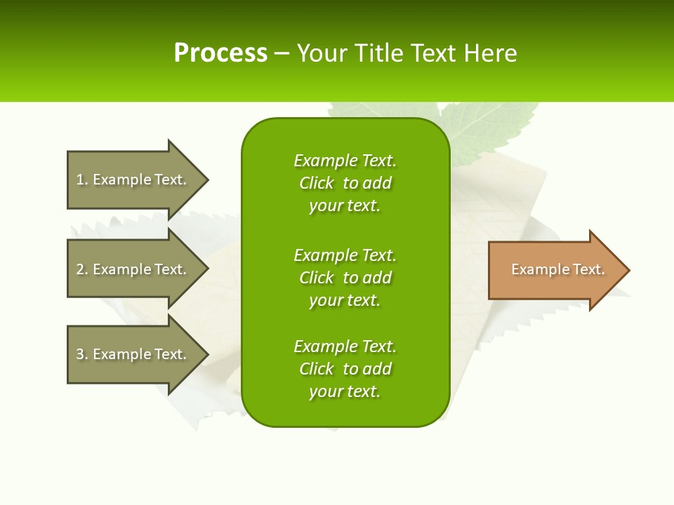 A Piece Of Cheese With A Green Leaf On Top Of It PowerPoint Template