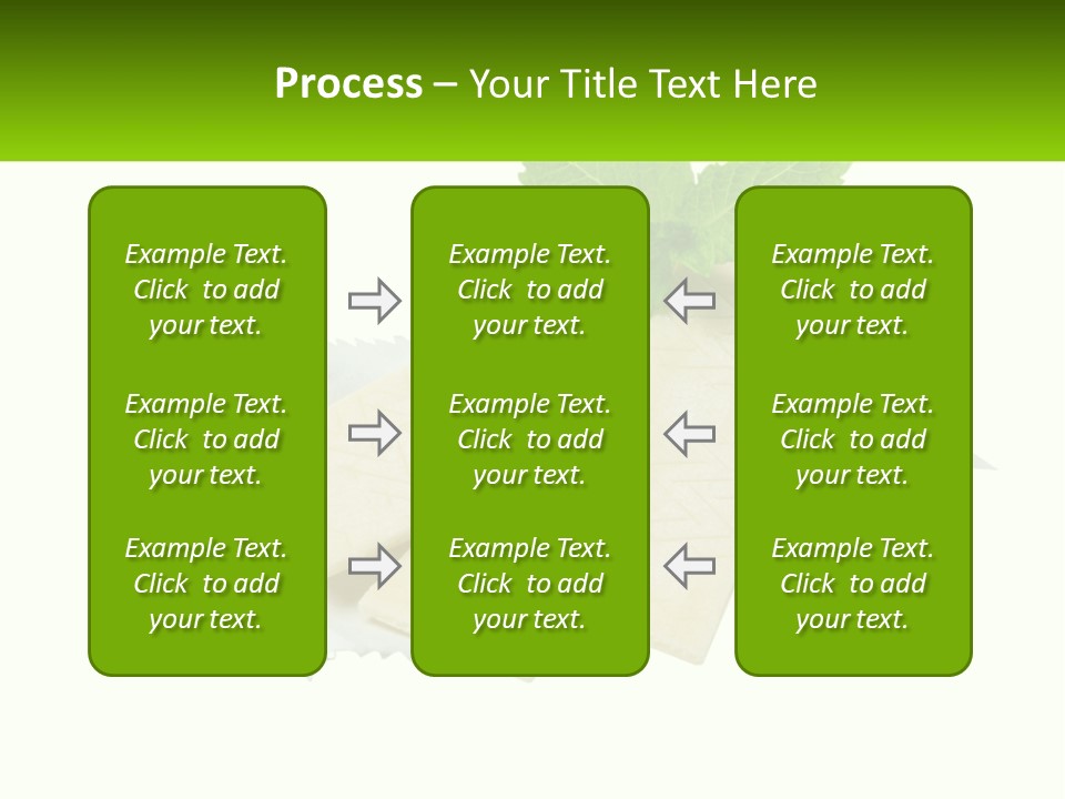 A Piece Of Cheese With A Green Leaf On Top Of It PowerPoint Template