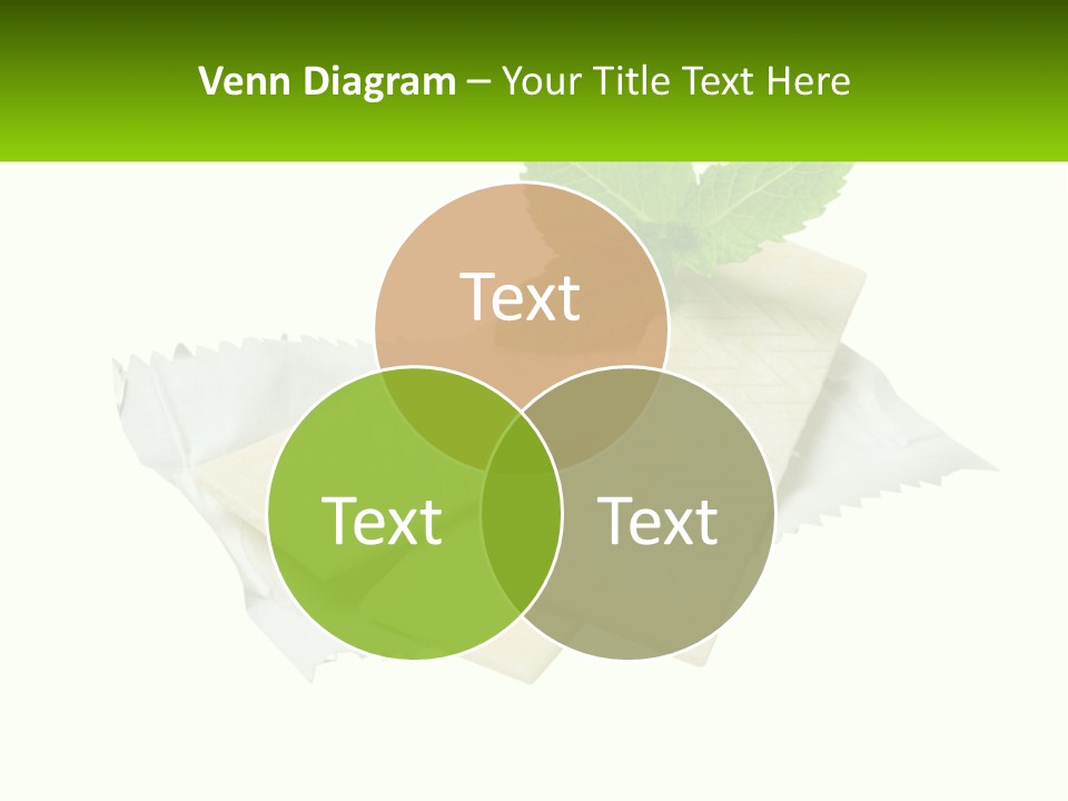 A Piece Of Cheese With A Green Leaf On Top Of It PowerPoint Template