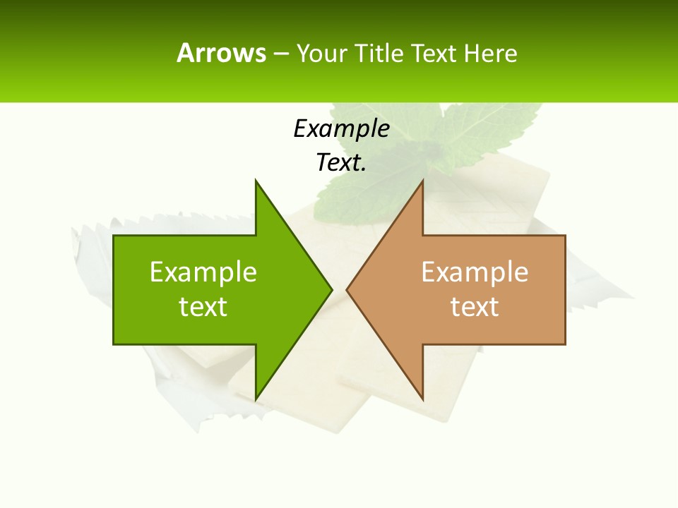 A Piece Of Cheese With A Green Leaf On Top Of It PowerPoint Template
