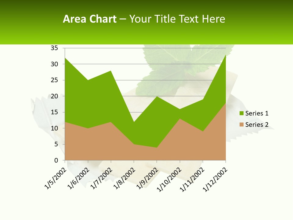 A Piece Of Cheese With A Green Leaf On Top Of It PowerPoint Template