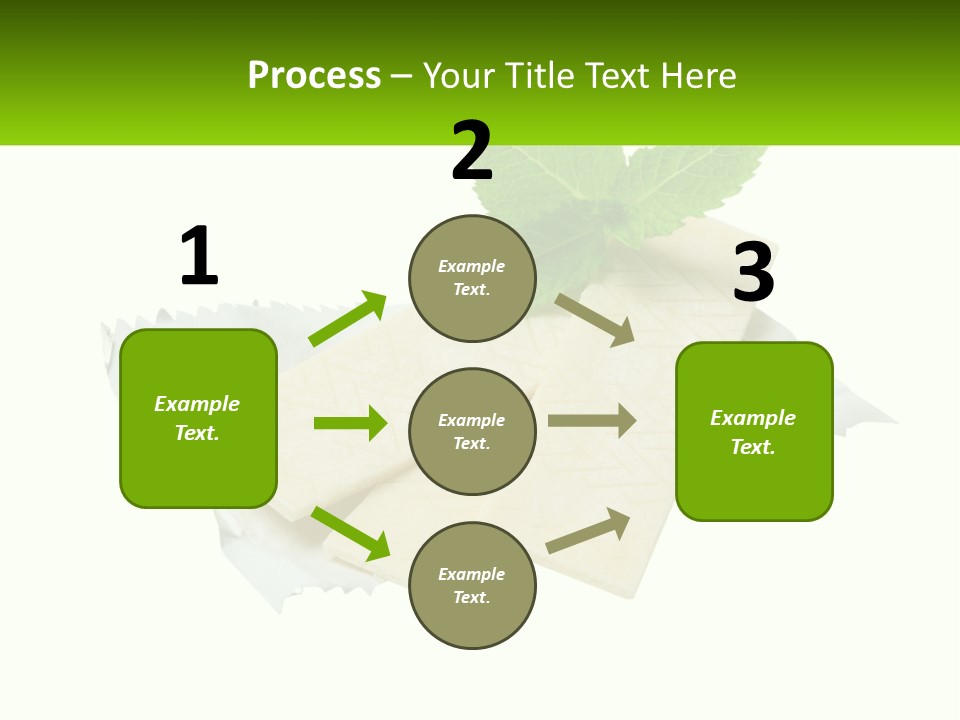 A Piece Of Cheese With A Green Leaf On Top Of It PowerPoint Template