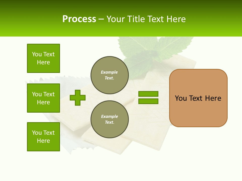 A Piece Of Cheese With A Green Leaf On Top Of It PowerPoint Template