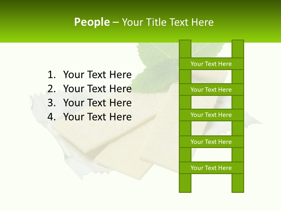 A Piece Of Cheese With A Green Leaf On Top Of It PowerPoint Template