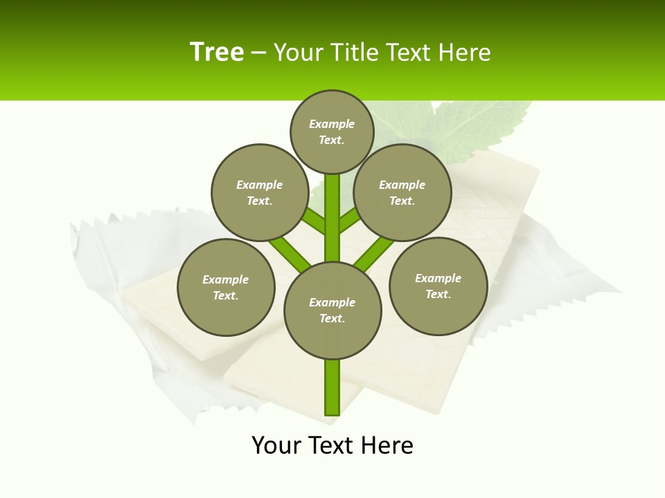A Piece Of Cheese With A Green Leaf On Top Of It PowerPoint Template