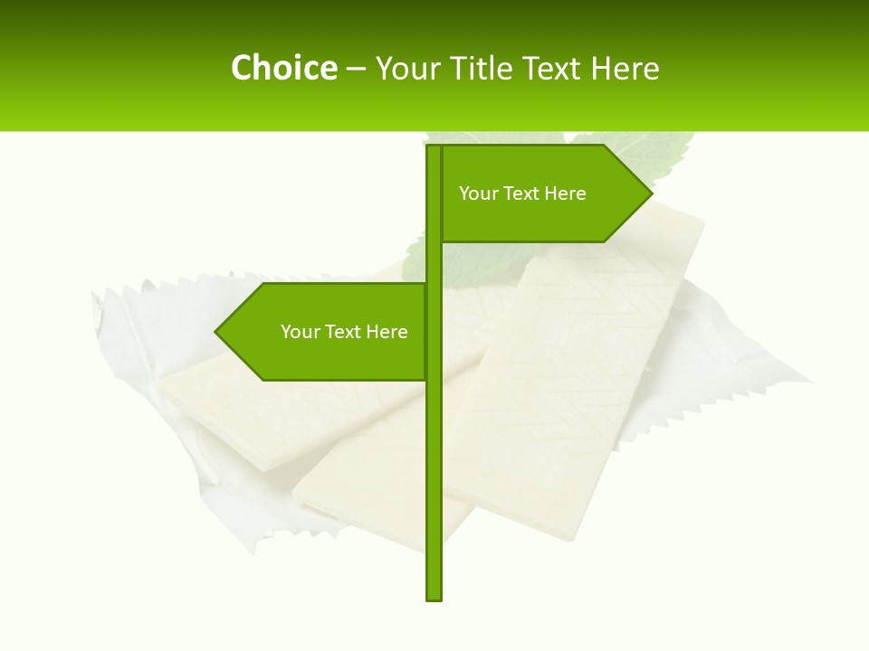 A Piece Of Cheese With A Green Leaf On Top Of It PowerPoint Template