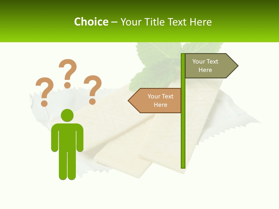 A Piece Of Cheese With A Green Leaf On Top Of It PowerPoint Template