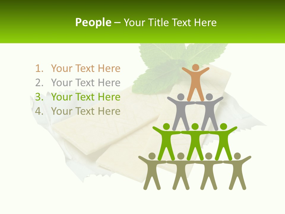 A Piece Of Cheese With A Green Leaf On Top Of It PowerPoint Template