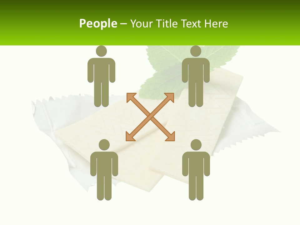 A Piece Of Cheese With A Green Leaf On Top Of It PowerPoint Template