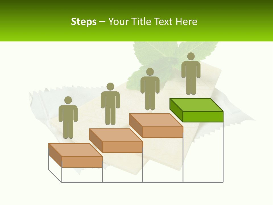 A Piece Of Cheese With A Green Leaf On Top Of It PowerPoint Template