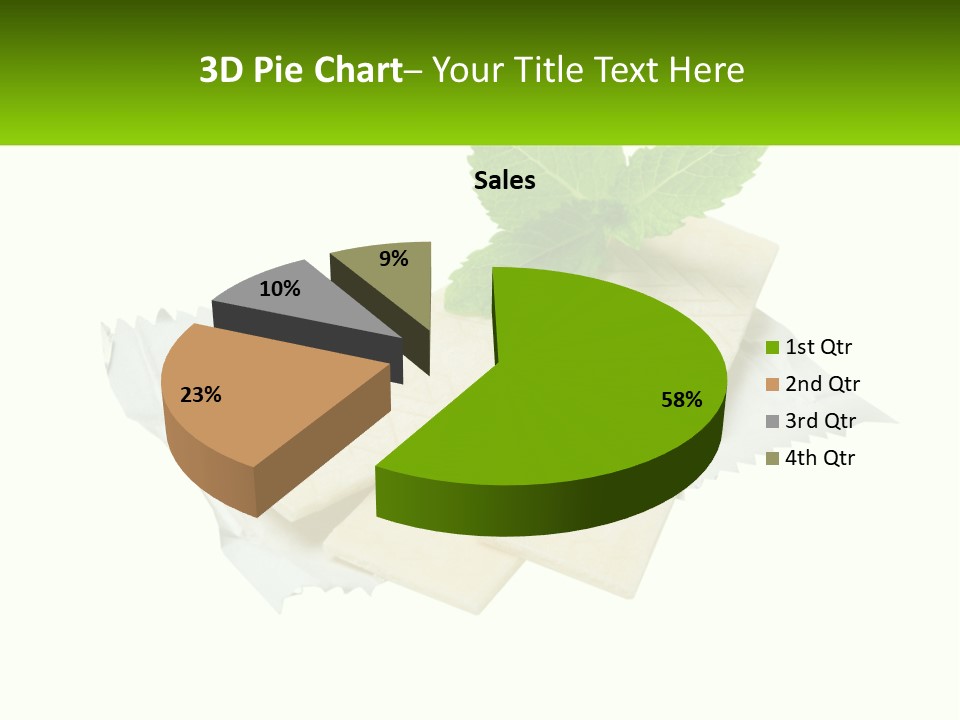 A Piece Of Cheese With A Green Leaf On Top Of It PowerPoint Template