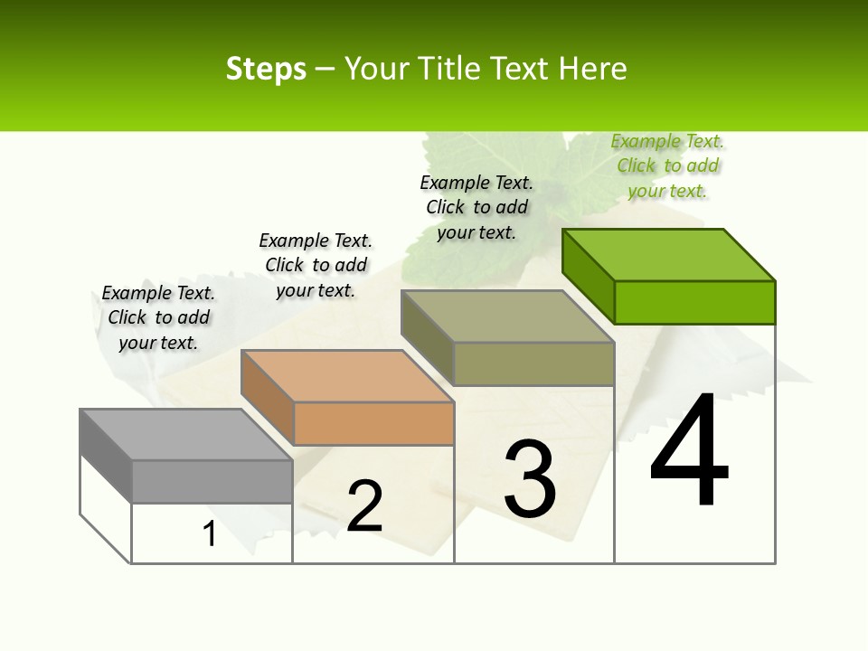 A Piece Of Cheese With A Green Leaf On Top Of It PowerPoint Template