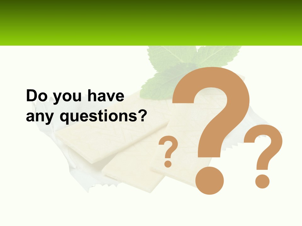 A Piece Of Cheese With A Green Leaf On Top Of It PowerPoint Template