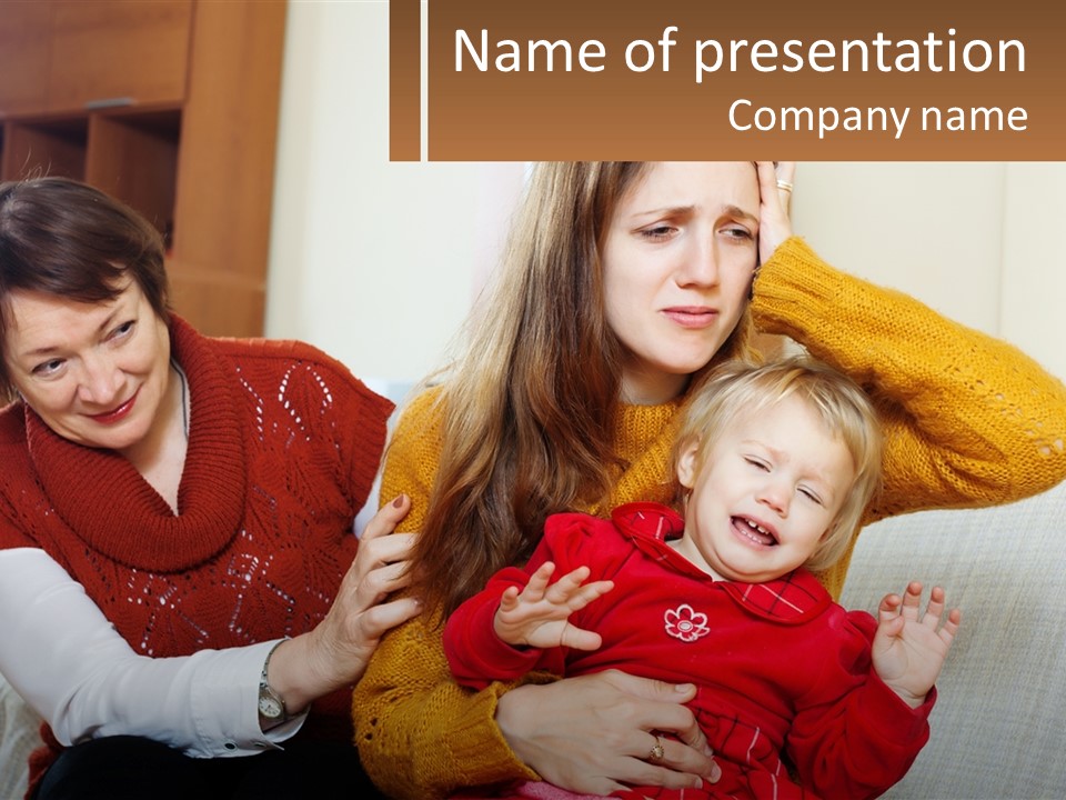 A Woman Holding A Baby And A Woman Holding A Child PowerPoint Template