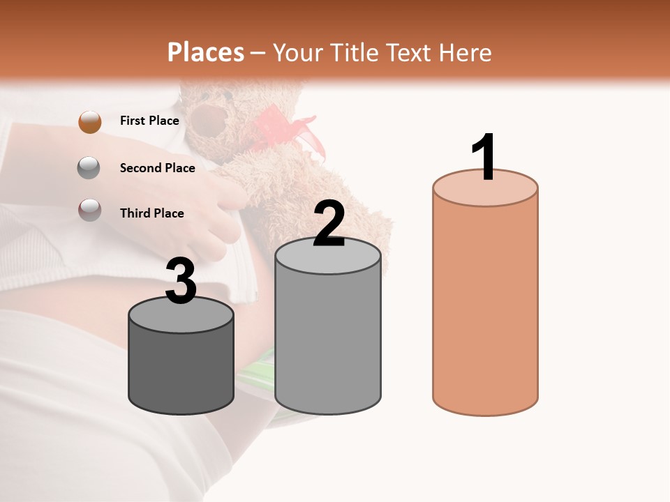 A Pregnant Woman Holding A Teddy Bear In Her Belly PowerPoint Template