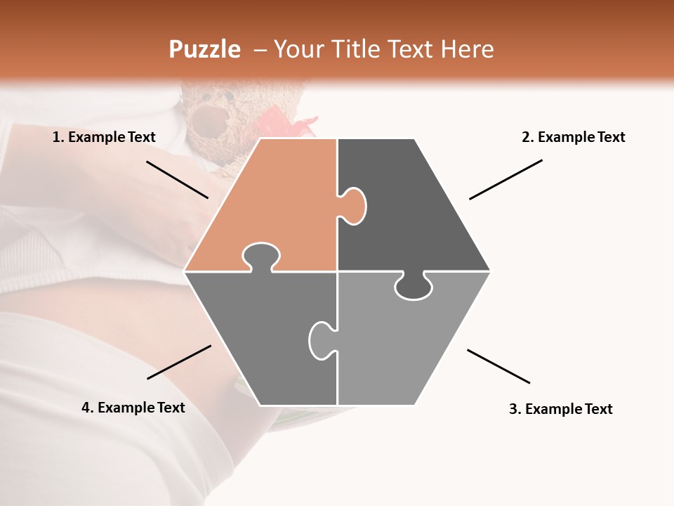 A Pregnant Woman Holding A Teddy Bear In Her Belly PowerPoint Template