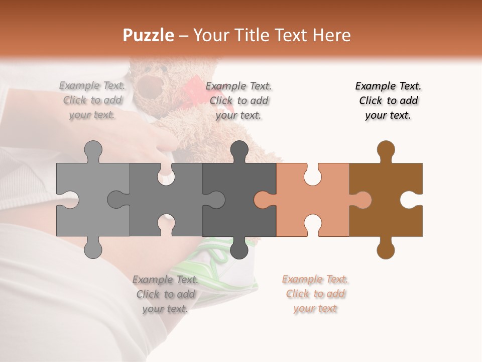 A Pregnant Woman Holding A Teddy Bear In Her Belly PowerPoint Template