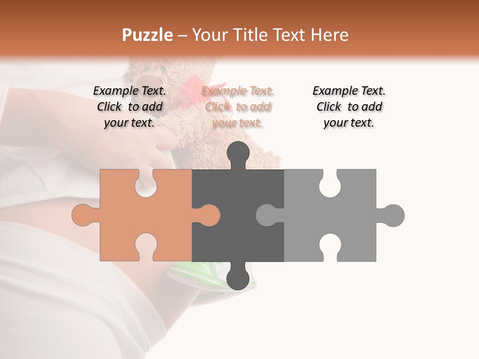 A Pregnant Woman Holding A Teddy Bear In Her Belly PowerPoint Template