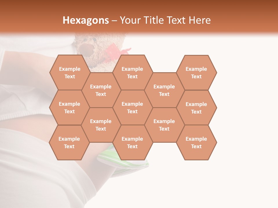 A Pregnant Woman Holding A Teddy Bear In Her Belly PowerPoint Template