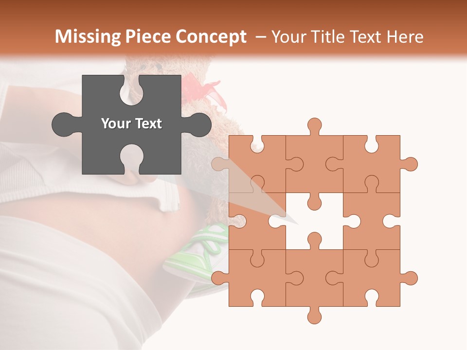 A Pregnant Woman Holding A Teddy Bear In Her Belly PowerPoint Template