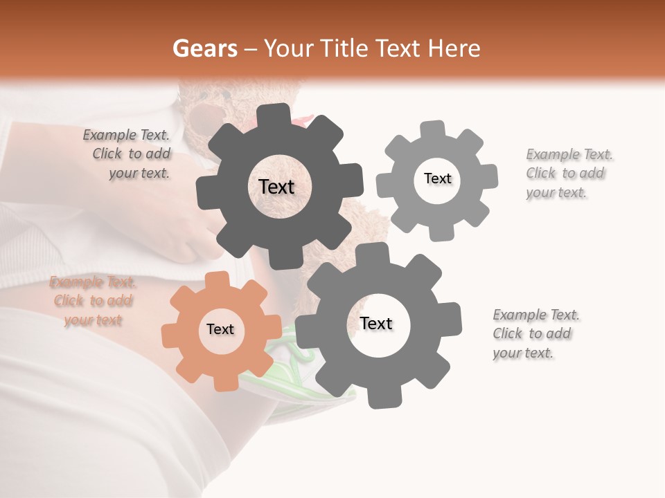 A Pregnant Woman Holding A Teddy Bear In Her Belly PowerPoint Template