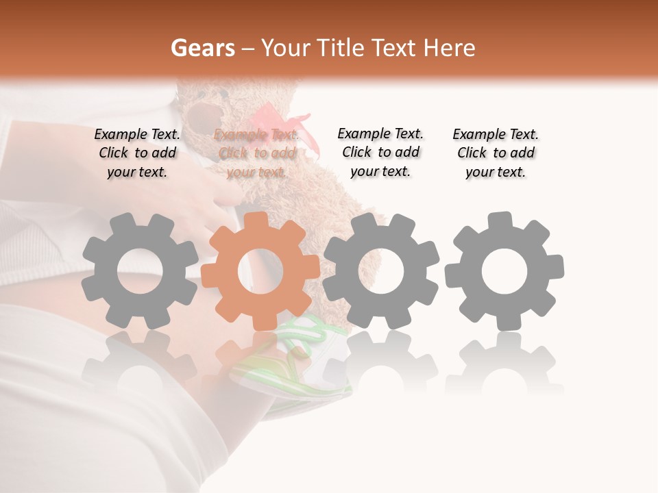 A Pregnant Woman Holding A Teddy Bear In Her Belly PowerPoint Template