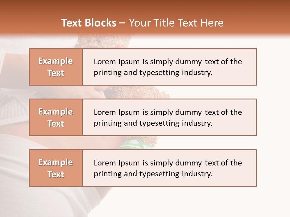 A Pregnant Woman Holding A Teddy Bear In Her Belly PowerPoint Template