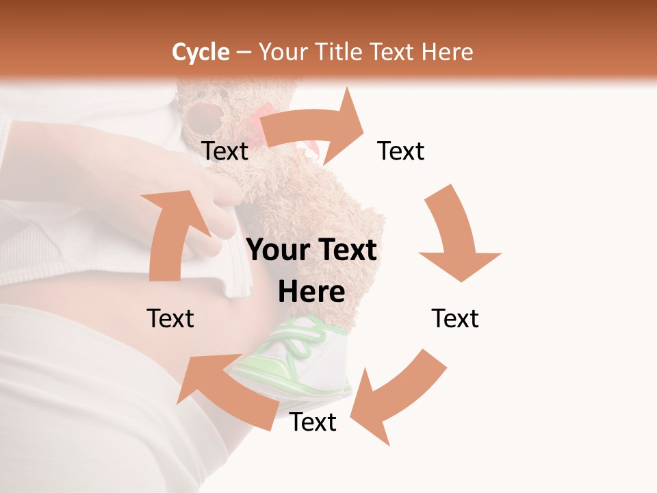 A Pregnant Woman Holding A Teddy Bear In Her Belly PowerPoint Template