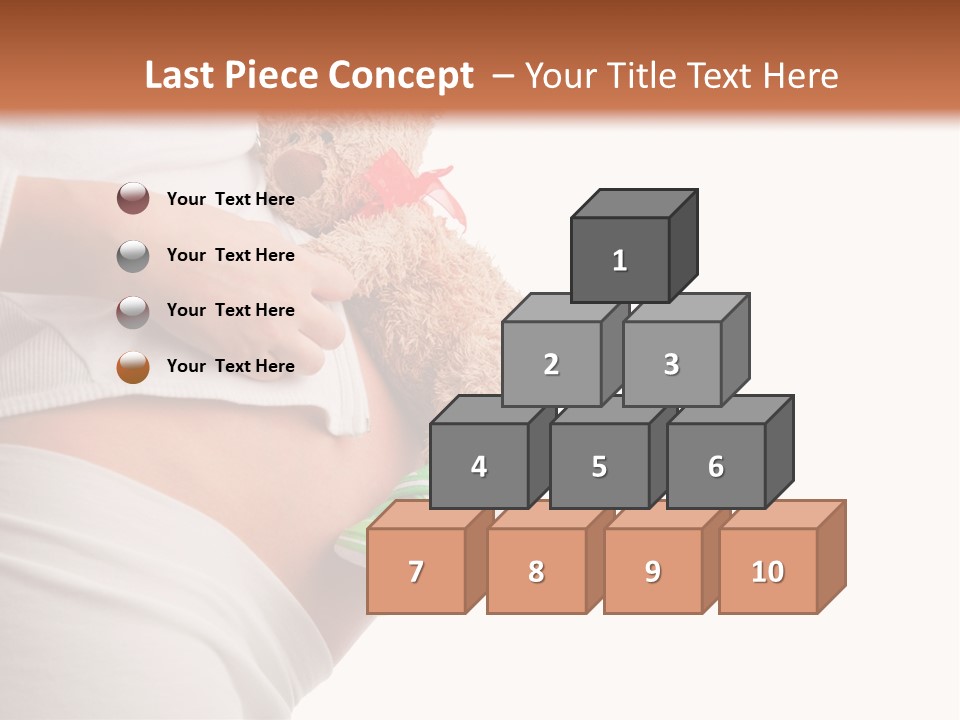 A Pregnant Woman Holding A Teddy Bear In Her Belly PowerPoint Template