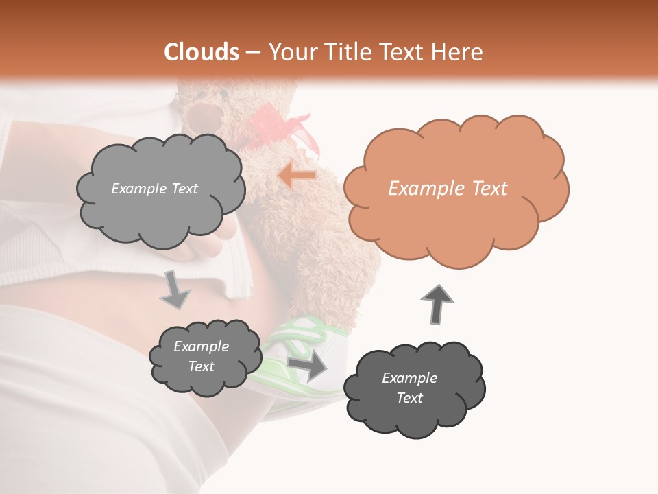 A Pregnant Woman Holding A Teddy Bear In Her Belly PowerPoint Template