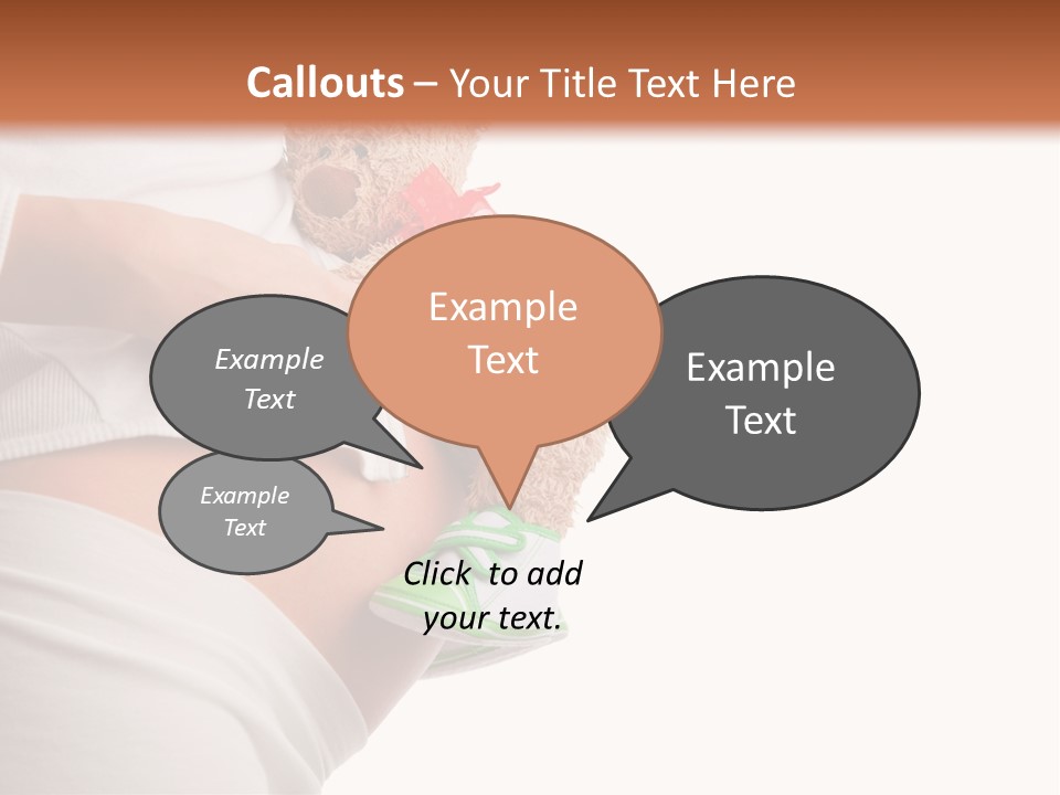 A Pregnant Woman Holding A Teddy Bear In Her Belly PowerPoint Template