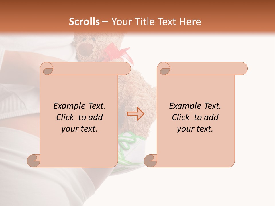 A Pregnant Woman Holding A Teddy Bear In Her Belly PowerPoint Template