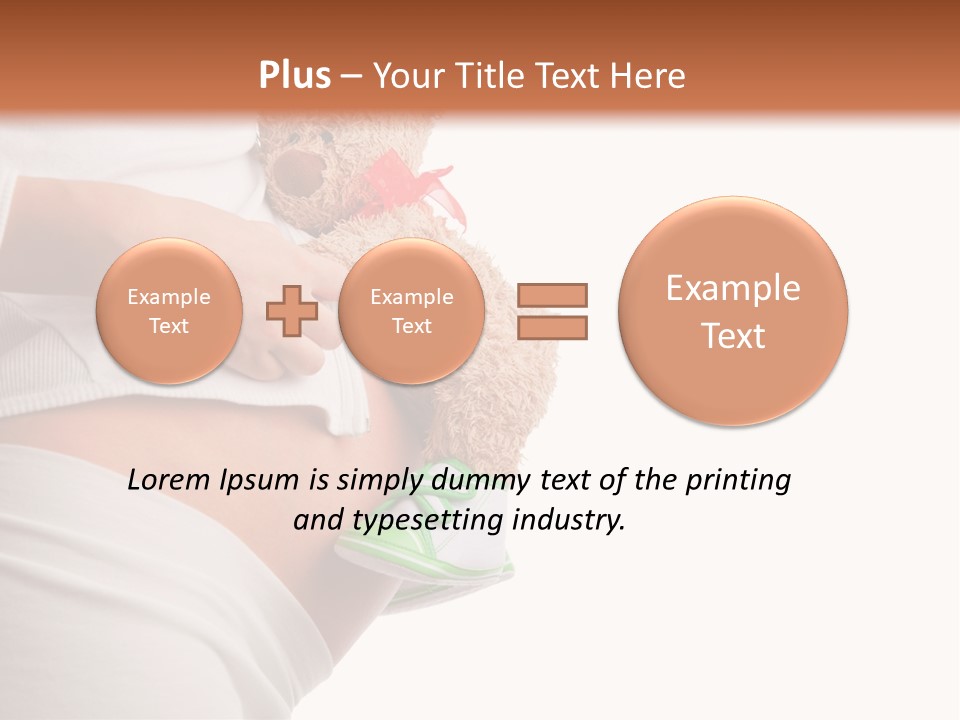 A Pregnant Woman Holding A Teddy Bear In Her Belly PowerPoint Template
