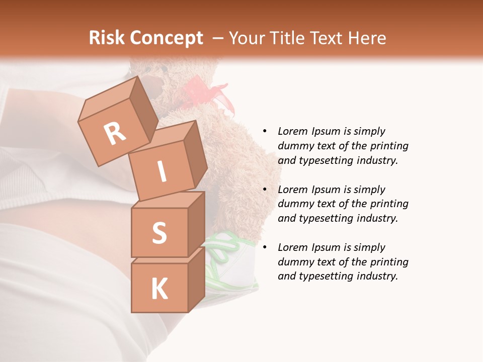 A Pregnant Woman Holding A Teddy Bear In Her Belly PowerPoint Template