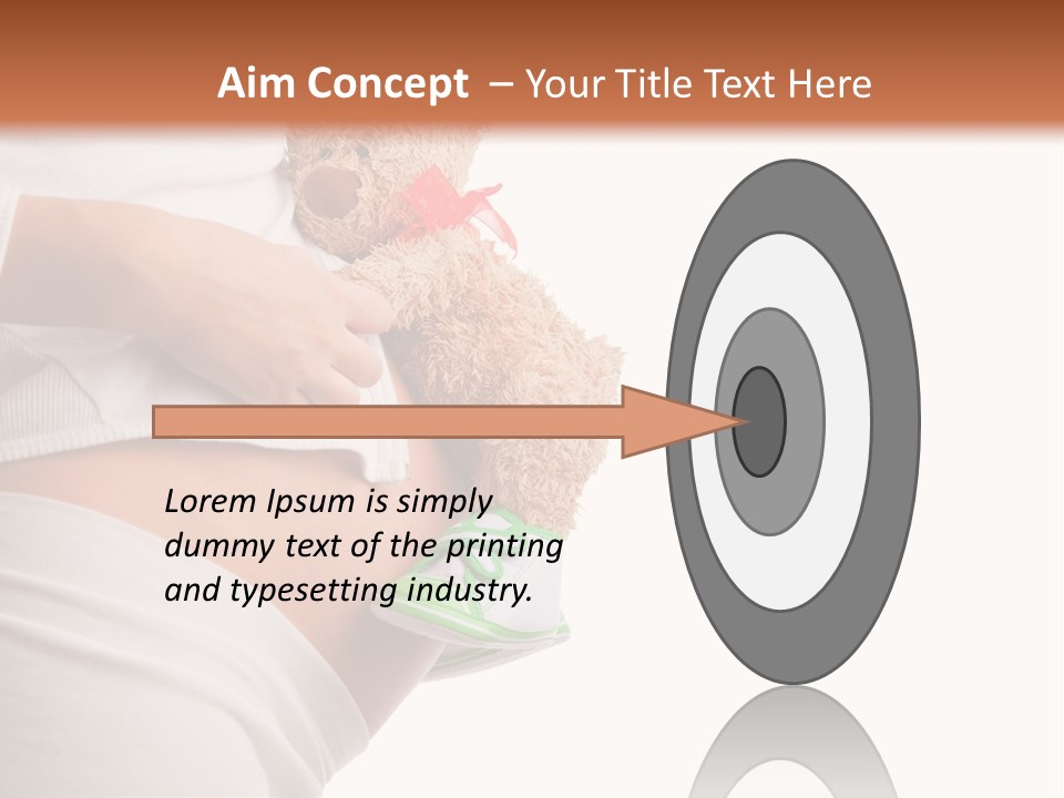 A Pregnant Woman Holding A Teddy Bear In Her Belly PowerPoint Template