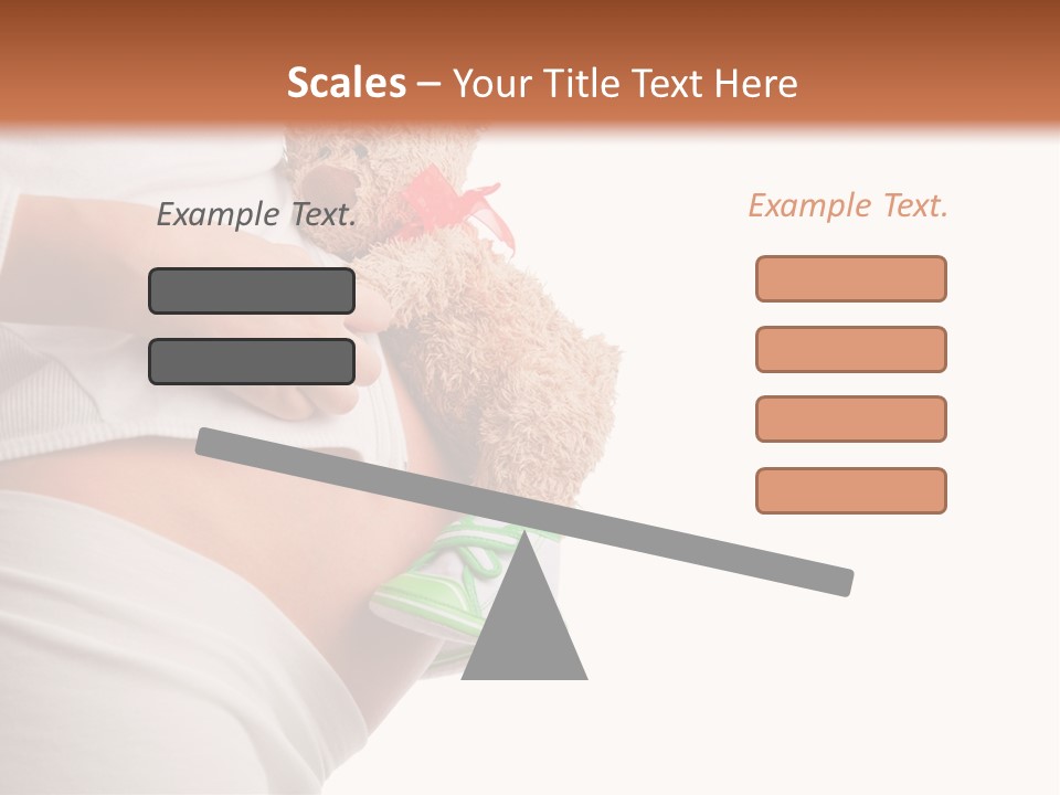 A Pregnant Woman Holding A Teddy Bear In Her Belly PowerPoint Template