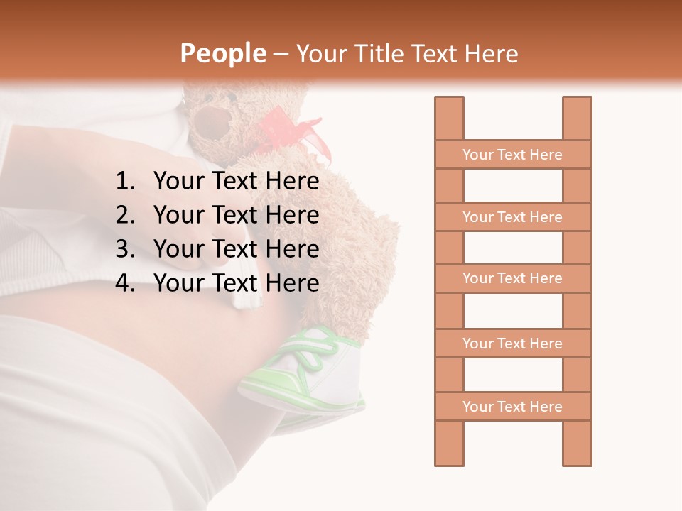 A Pregnant Woman Holding A Teddy Bear In Her Belly PowerPoint Template