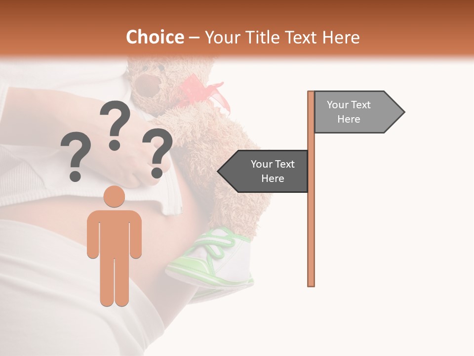 A Pregnant Woman Holding A Teddy Bear In Her Belly PowerPoint Template