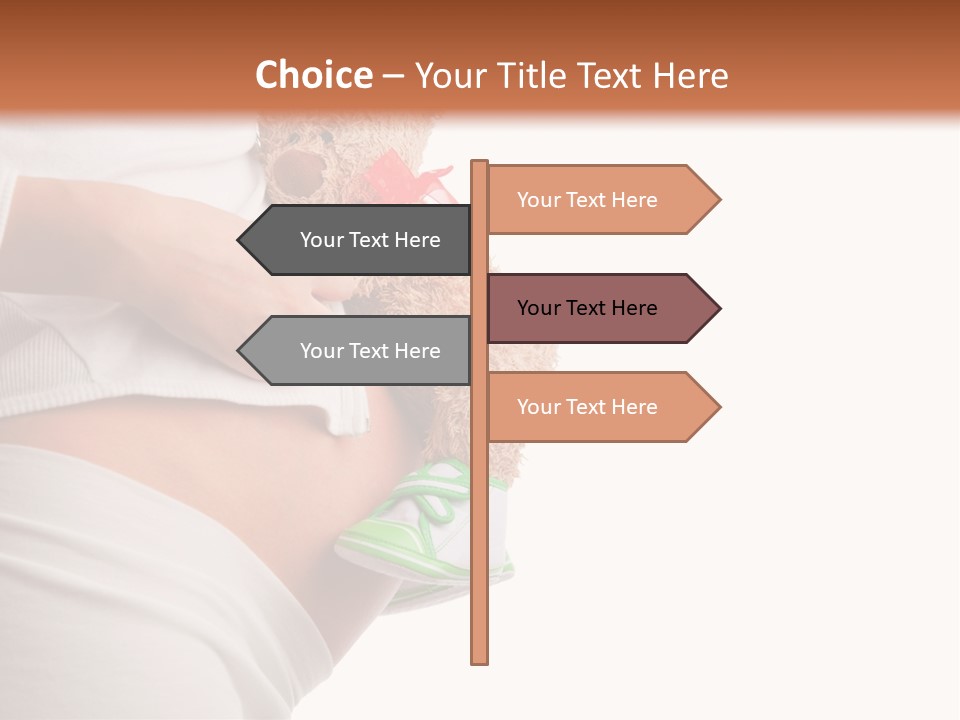 A Pregnant Woman Holding A Teddy Bear In Her Belly PowerPoint Template