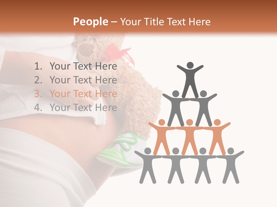 A Pregnant Woman Holding A Teddy Bear In Her Belly PowerPoint Template